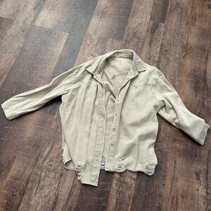 12th Tribe Tan Distressed Snap Button Jacket